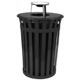 WITT Oakley Collection Outdoor Waste Receptacle with Ash Urn Top - 36 Gallon, Black